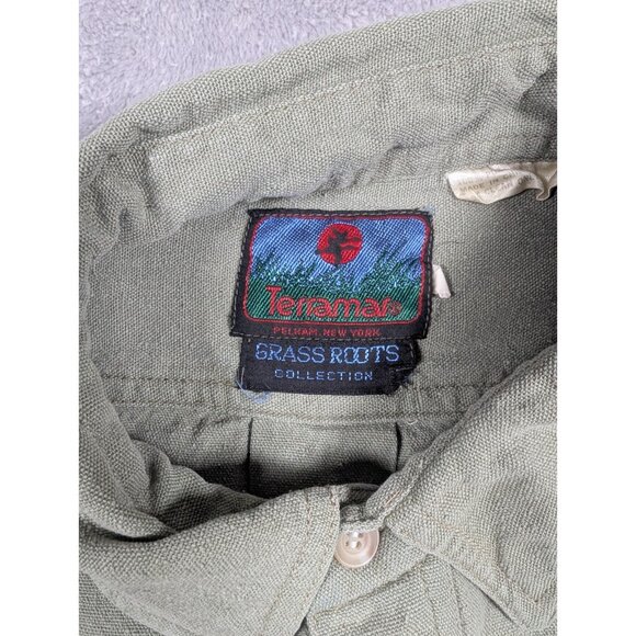 Terramar Grass Roots Collection Silk Button Up Shirt Mens Size Large Green - Picture 2 of 10